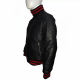New Mens Stylish Red And Black Stripes Leather Jacket