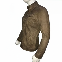 New Men's Stylish Stitch Cafe Racer Motorcycle Camel Color Jacket