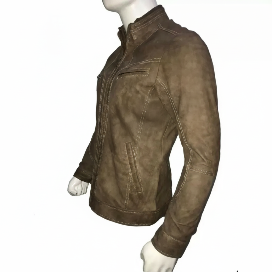 New Mens Stylish Stitch Cafe Racer Motorcycle Camel Color Jacket