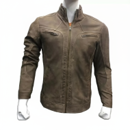 New Men's Stylish Stitch Cafe Racer Motorcycle Camel Color Jacket