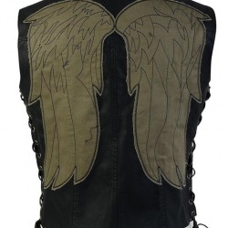 New Men's The Walking Dead Governor Daryl Dixon Angel Wings Leather Vest 