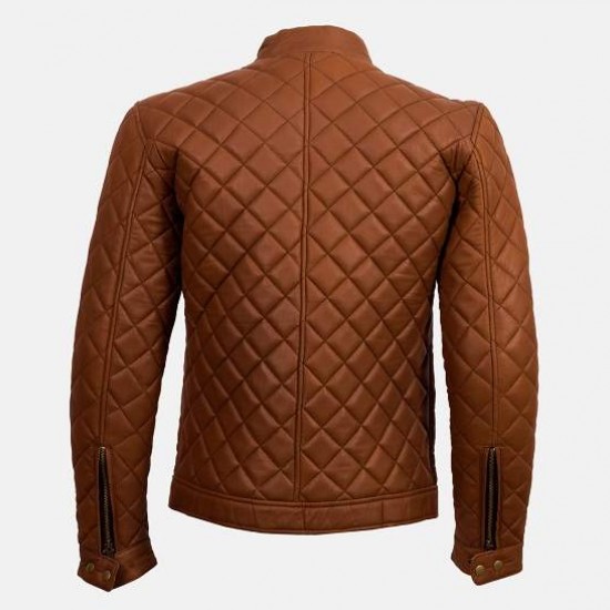 New Men's Trivor Tan Cafe Racer Jacket New Men's Trivor Tan Cafe Racer Jacket