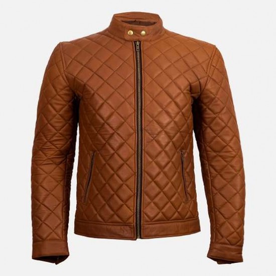 New Men's Trivor Tan Cafe Racer Jacket New Men's Trivor Tan Cafe Racer Jacket