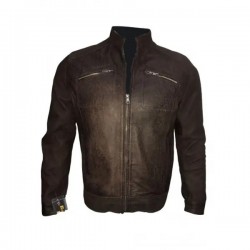 New Men's Vintage Biker Choco Buff Skin Motorcycle Cafe Racer Leather Jacket