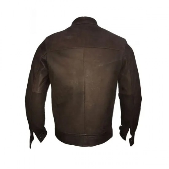 New Men's Vintage Biker Choco Buff Skin Motorcycle Cafe Racer Leather Jacket