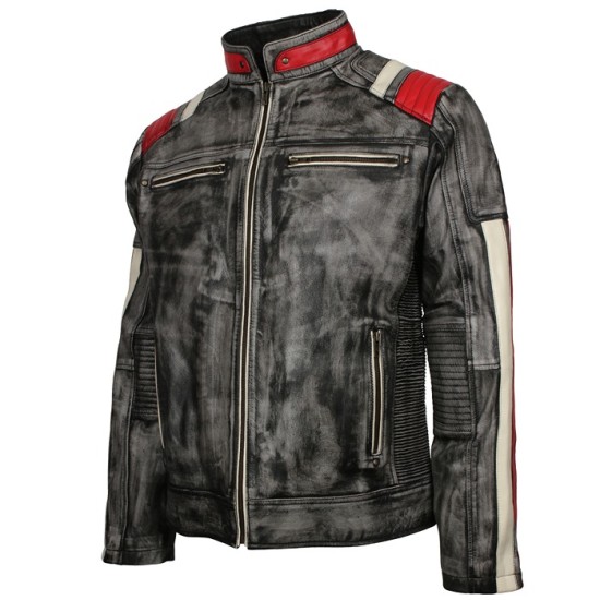 New Men's Vintage Biker Retro Cafe Racer Distressed Leather Jacket New Mens Vintage Biker Retro Cafe Racer Distressed Leather Jacket