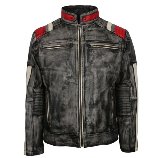 New Men's Vintage Biker Retro Cafe Racer Distressed Leather Jacket New Mens Vintage Biker Retro Cafe Racer Distressed Leather Jacket