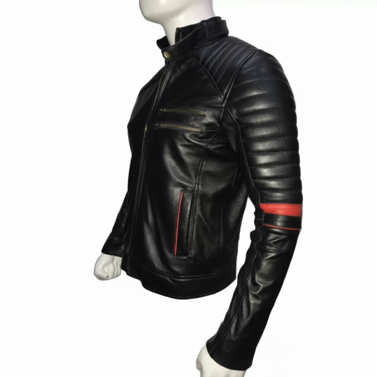 New Men's Vintage Cafe Racer Motorcycle Black Jacket