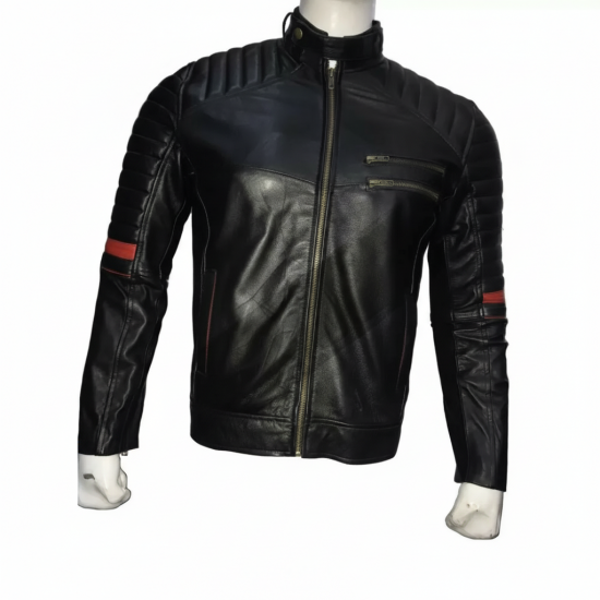 New Men's Vintage Cafe Racer Motorcycle Black Jacket