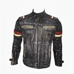 New Men's Vintage Motorcycle Cafe Racer Jacket