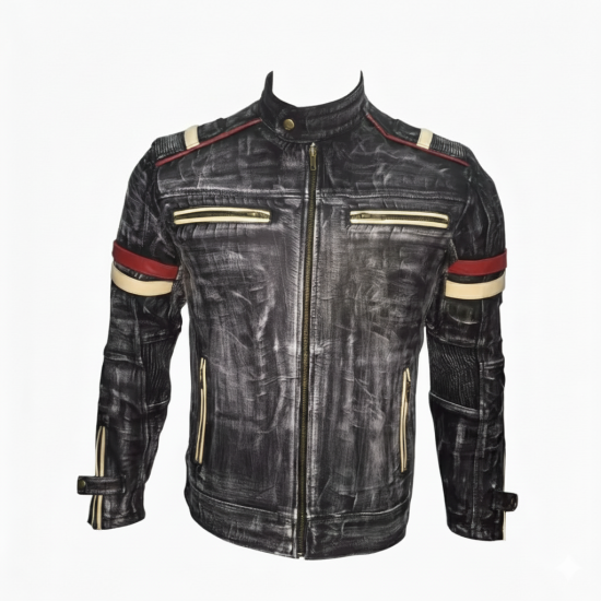 New Mens Vintage Motorcycle Cafe Racer Jacket
