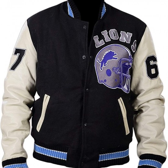 Cop Axel Foley Detroit Lions Beverly Hills Letterman Biker Jacket