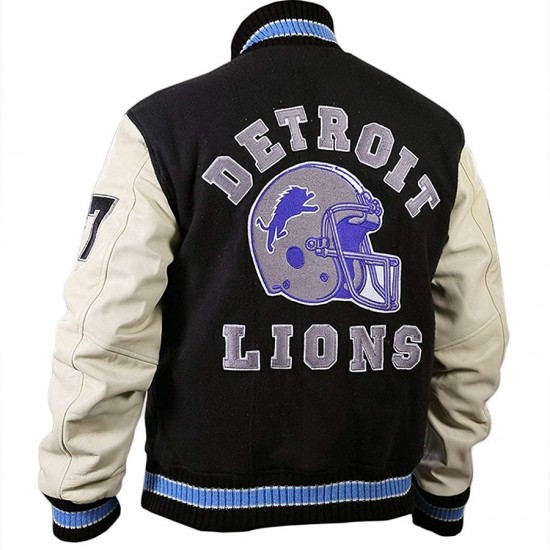 Cop Axel Foley Detroit Lions Beverly Hills Letterman Biker Jacket