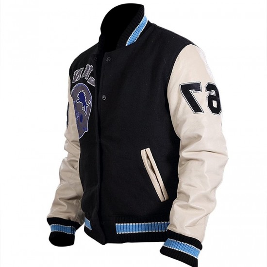 Cop Axel Foley Detroit Lions Beverly Hills Letterman Biker Jacket