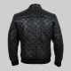 New Mens Quilted Diamond Black Leather Jacket
