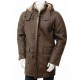 New Mens Sheepskin Duffle Coat Fur Hood Natural Shearling Fur Long Hooded Coat New Mens Sheepskin Duffle Coat Fur Hood Natural Shearling Fur Long Hooded Coat