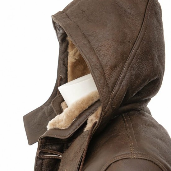 New Mens Sheepskin Duffle Coat Fur Hood Natural Shearling Fur Long Hooded Coat New Mens Sheepskin Duffle Coat Fur Hood Natural Shearling Fur Long Hooded Coat