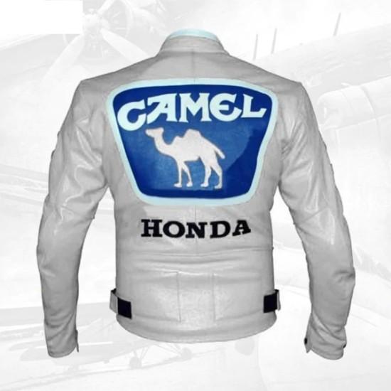 New Mens White Honda Blue Racing Motorcycle Biker Genuine Leather Jacket New Mens White Honda Blue Racing Motorcycle Biker Genuine Leather Jacket