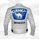 New Mens White Honda Blue Racing Motorcycle Biker Genuine Leather Jacket New Mens White Honda Blue Racing Motorcycle Biker Genuine Leather Jacket