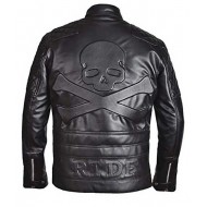 New Men’s Biker Reinforced Vintage Distressed Black with Skull Leather Jacket