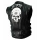 New Men’s Skull Regulator Icon Motorcycle Black Leather Vest