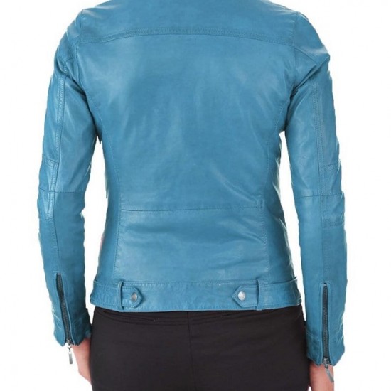 New Stylish Turquoise Blue Leather Jacket For Women New Stylish Turquoise Blue Leather Jacket For Women