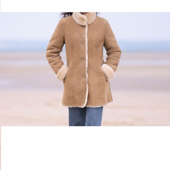 New Womens Beige Sherling Fur Coat New Womens Beige Sherling Fur Coat