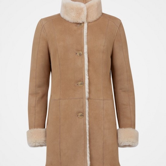 New Womens Beige Sherling Fur Coat New Womens Beige Sherling Fur Coat