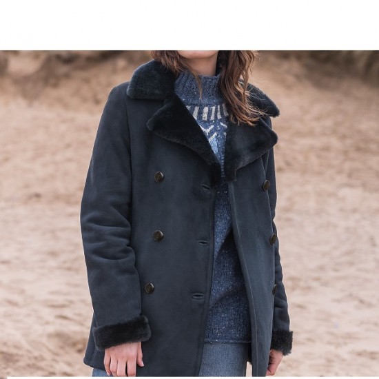 New Womens Black Sherling Fur Coat New Womens Black Sherling Fur Coat