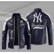 New York Yankees Block Blue White MLB Leather Jacket
