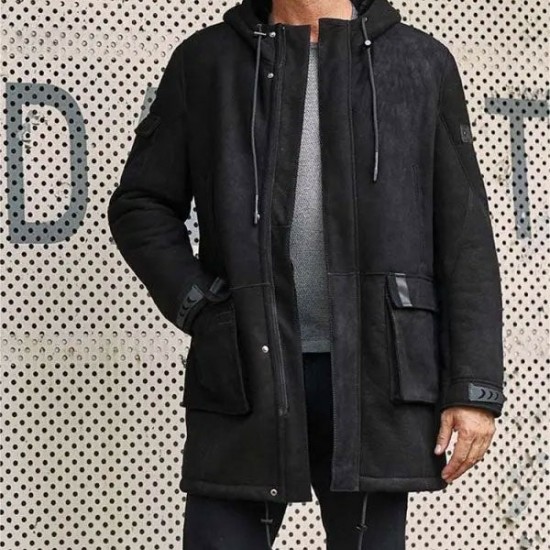 Outwear Winter Fur Coat Black Sheepskin Leather Overcoat Outwear Winter Fur Coat Black Sheepskin Leather Overcoat