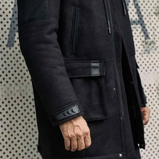 Outwear Winter Fur Coat Black Sheepskin Leather Overcoat Outwear Winter Fur Coat Black Sheepskin Leather Overcoat