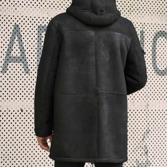 Outwear Winter Fur Coat Black Sheepskin Leather Overcoat Outwear Winter Fur Coat Black Sheepskin Leather Overcoat