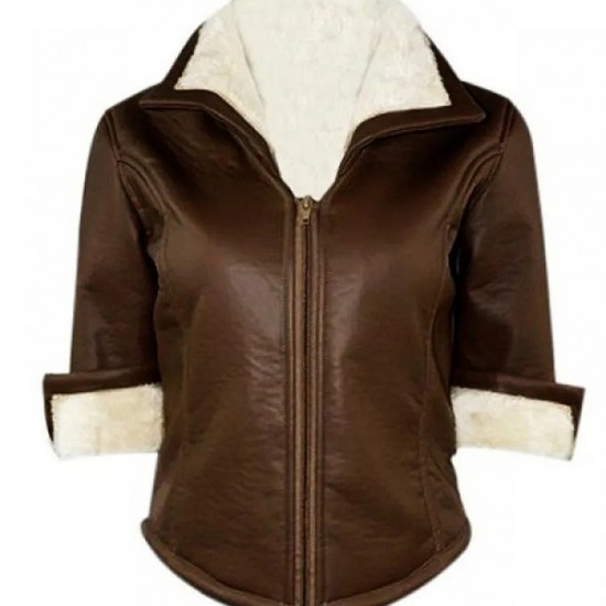 Overwatch Women Shearling Brown Tracer Jacket Overwatch Women Shearling Brown Tracer Jacket