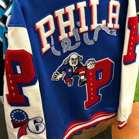 PHILADELPHIA 76 ERS NBA Mash Up Mens Long Sleeve Varsity JACKET PHILADELPHIA 76 ERS NBA Mash Up Mens Long Sleeve Varsity JACKET