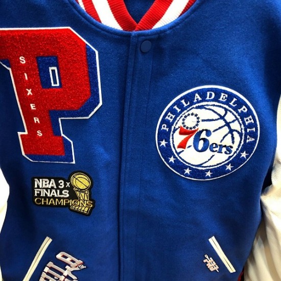 PHILADELPHIA 76 ERS NBA Mash Up Mens Long Sleeve Varsity JACKET PHILADELPHIA 76 ERS NBA Mash Up Mens Long Sleeve Varsity JACKET