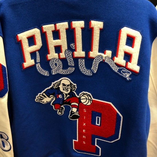 PHILADELPHIA 76 ERS NBA Mash Up Mens Long Sleeve Varsity JACKET PHILADELPHIA 76 ERS NBA Mash Up Mens Long Sleeve Varsity JACKET
