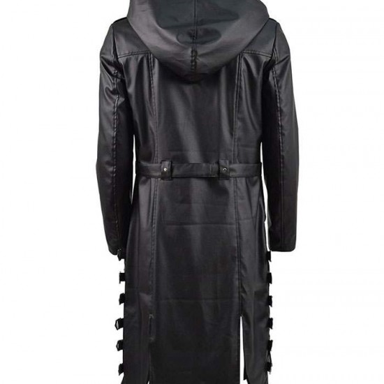 New Mens PUBG Leather Hooded Trench Long Coat New Mens PUBG Leather Hooded Trench Long Coat