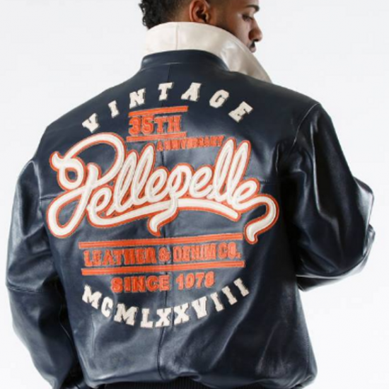 Pelle Pelle 35th Anniversary Navy Plush Leather Jacket