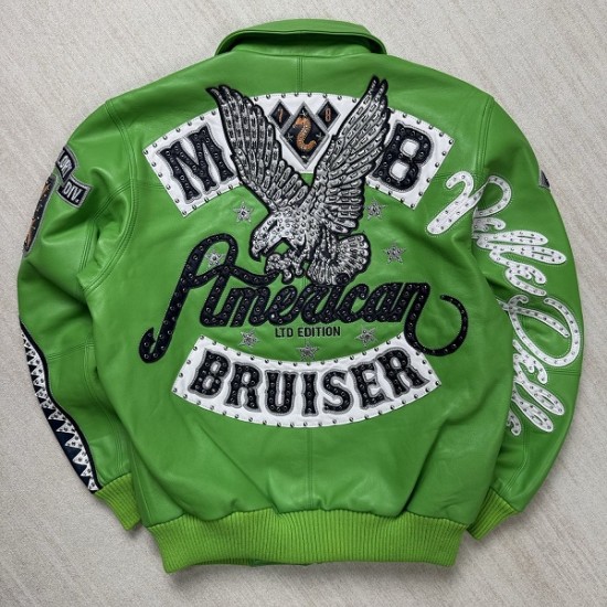 Pelle Pelle American Bruiser Green Leather Jacket Pelle Pelle American Bruiser Green Leather Jacket