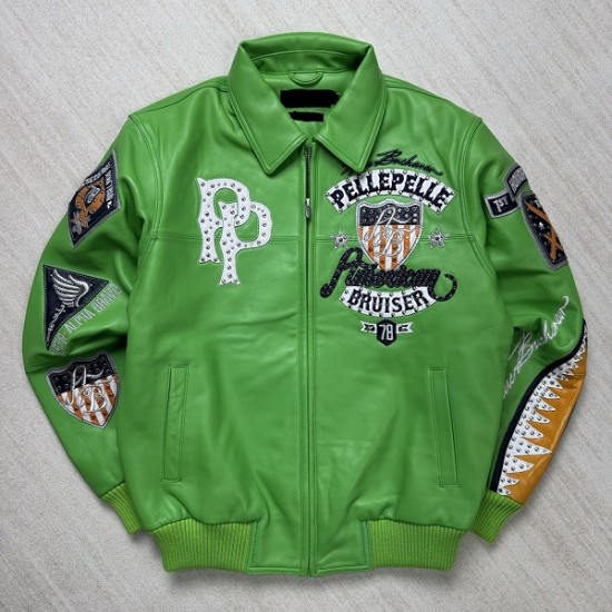 Pelle Pelle American Bruiser Green Leather Jacket Pelle Pelle American Bruiser Green Leather Jacket