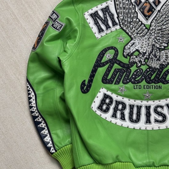 Pelle Pelle American Bruiser Green Leather Jacket Pelle Pelle American Bruiser Green Leather Jacket
