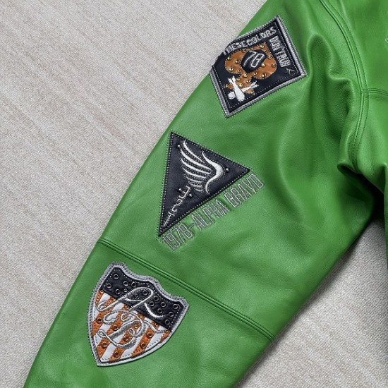 Pelle Pelle American Bruiser Green Leather Jacket Pelle Pelle American Bruiser Green Leather Jacket