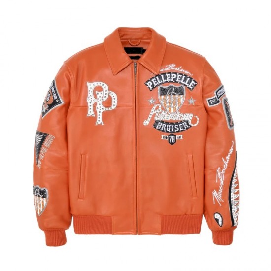Pelle Pelle American Bruiser Leather Varsity Bomber Jacket Pelle Pelle American Bruiser Leather Varsity Bomber Jacket