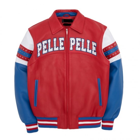 Pelle Pelle Arches Red and Royal Leather Jacket Pelle Pelle Arches Red and Royal Leather Jacket