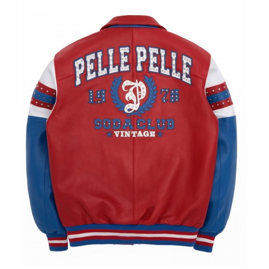 Pelle Pelle Arches Red and Royal Leather Jacket Pelle Pelle Arches Red and Royal Leather Jacket