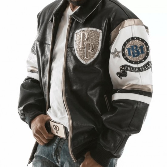 Pelle Pelle Black White Encrusted Studded Leather Jacket Pelle Pelle Black White Encrusted Studded Leather Jacket