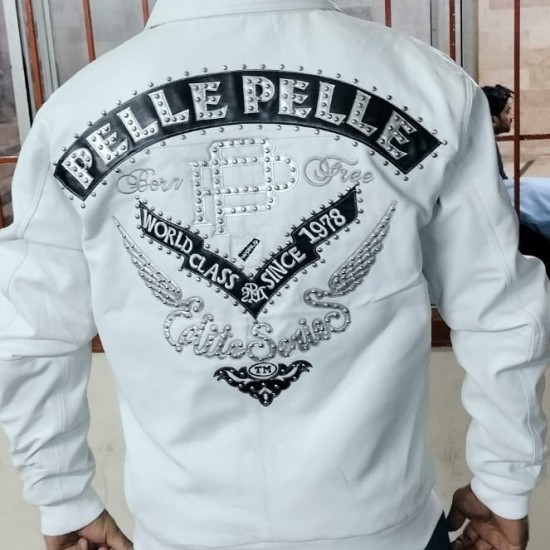 Pelle Pelle Elite Series Men White Leather Jacket Pelle Pelle Elite Series Men White Leather Jacket