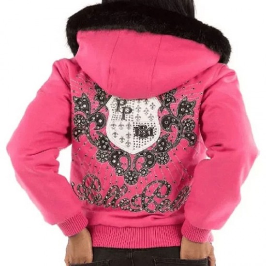 Pelle Pelle Fur Hooded Pink Crest Women Jacket Pelle Pelle Fur Hooded Pink Crest Women Jacket