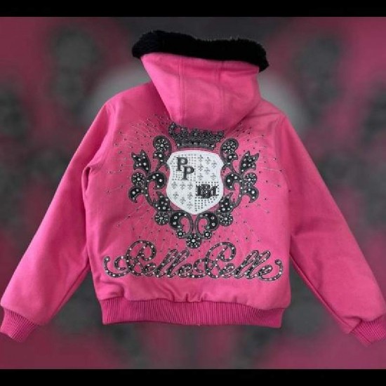 Pelle Pelle Fur Hooded Pink Crest Women Jacket Pelle Pelle Fur Hooded Pink Crest Women Jacket